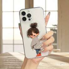 1pc1pc A Transparent Case Featuring A Shy Little Girl Print, Suitable For .Suitable For  17 Air 17 Pro Max Case  17 Case  17 Pro Case  17 Plus Case Phone Cases - 1 cái - Xem 5