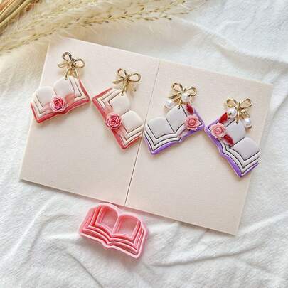 1 pieza Molde de arcilla blanda con forma de libro, accesorio de joyería hecho a mano DIY, adecuado para hacer regalos