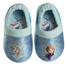 Disney Frozen Anna And Elsa Slippers For Girls / DualSize Cozy Comfort SlipOn House Shoes (Toddler / Little Kid) - 藍白色 - 查看 1