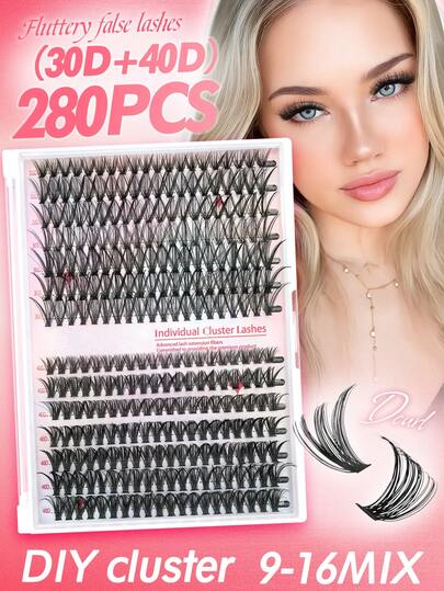 280/720 PCS 9-16mm Length 30D & 40D DIY Eyelash Extensions, Non-Irritating, Lightweight, Volumizing, Long-Lasting Comfortable Wear, Suitable For Natural, Office, Daily, Party Makeup, Easy Application For Beginners