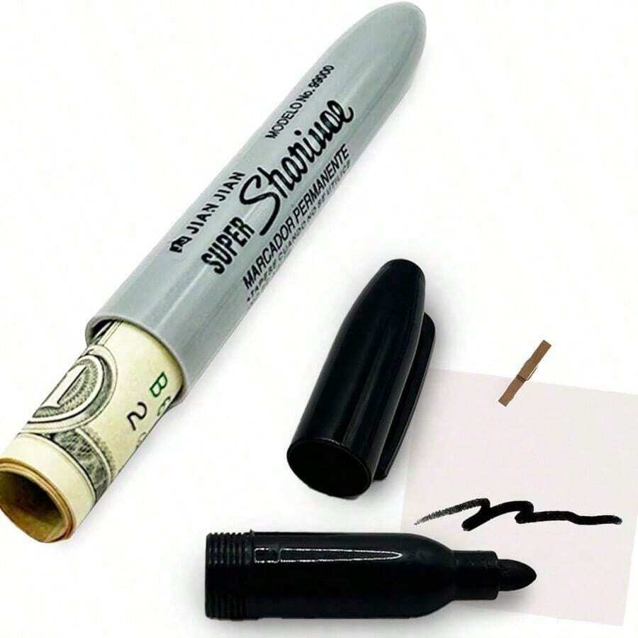 1pc Fun  Hidden Storage  Bank Disguise Fake Marker Marker Pen (Black) - Black - View 1