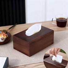 1pc Wooden Tissue Box Cover, Rectangular Tissue Paper Holder, Bathroom Tissue Storage Box, Tabletop Napkin Dispenser, Christmas Gift, Home Decor, Bathroom Accessory - A - View 8