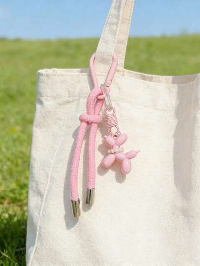 Kawaii Bubble Dog Keychain Lanyard Resin Charm Design Ins Style Bag Hanging Phone Accessory Gift For Girls