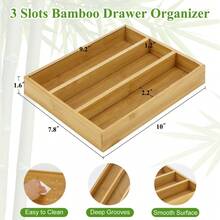 Small Silverware Drawer Organizer Kitchen Utensils Trays For Drawer Bamboo Cutlery Tray Skinny Flatware Organizer Narrow Spoon Fork Cutlery Holder Drawer Flatware Trays Slim Silverware Organizers - 1 - Xem 5