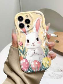 1个时尚可爱复活节兔子和彩蛋图案防震手机壳，搭配蝴蝶结和珍珠挂绳，适合自用或送礼，兼容 11/12/13/14/15 Pro Max、Galaxy A04/A05/A13/A14/A15/A24/A25/A35/A54/A55/S23/S24 - 彩色 - 查看 4
