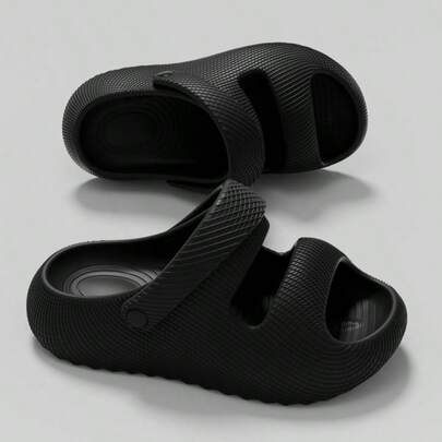 男女通用四季通用纯色休闲镂空可调节跟沙滩/办公/居家拖鞋