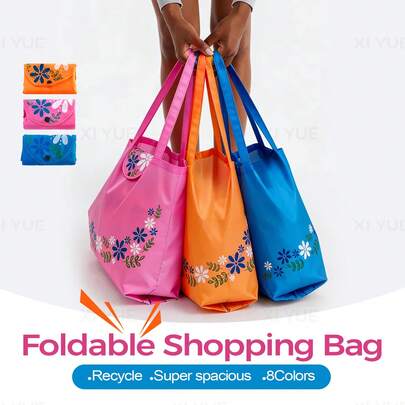 Mustarpicking Large Capacity Foldable And Easy To Carry Women's Handbag Shopping Bag Kitchen Storage Bag Reusable Polyester Bag