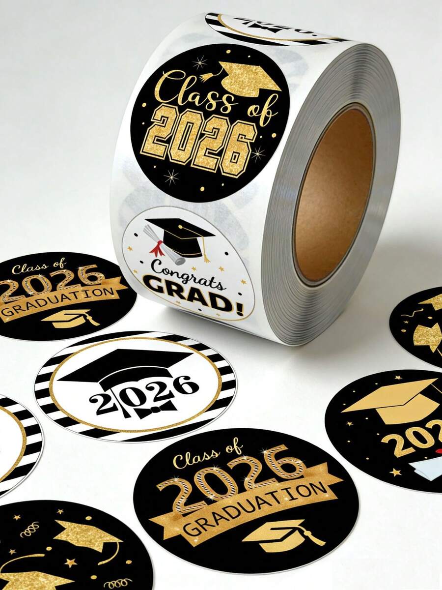 Bộ 500 miếng dán hình tròn chủ đề lễ tốt nghiệp, mũ tốt nghiệp, các ngày lễ kỷ niệm, tem niêm phong. - nhãn dán - Xem 1