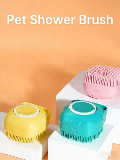 1pc Pet Bathing Brush Dog/Cat Toothbrush Grooming & Massage Function,Soft Silicone Bristles For Bathing And Massaging, Easy-To-Clean Design, Suitable For Dogs, Cats And Small Pets