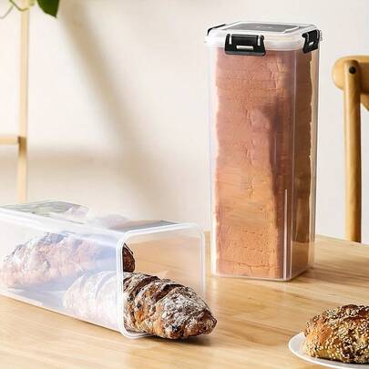 1个装面包盒，透明密封，带盖，可放置三明治面包，适用于自制面包，高款面包保鲜盒，厨房必备
