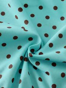 Women's Sexy Polka Dot Twist Asymmetrical Backless Chiffon Two Pieces Swimsuit, One-Piece Swimwear For Beach Vacation In Summer - Mint Blue - View 6