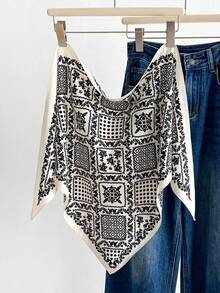 1pc Versatile Cashew Flower Print Scarf/Shawl, Suitable For Daily, Office, And Vacation Wear - Brown - View 9