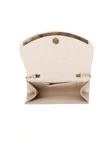 优雅简约褶皱缎面手拿包，适合宴会、婚礼等场合 - 杏色 - 查看 5