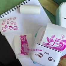 57毫米粉色透明热敏纸自粘DIY贴纸，适用于迷你打印机、厨房、学校、办公室、收纳、窗户等。 - Print Pink on Clear - 查看 3