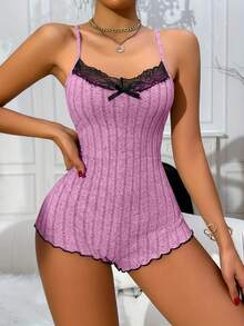 Women's Autumn Winter Jumpsuit Brushed Comfortable Fabric Embroidery Patchwork One-Piece - 粉色 - 查看 4