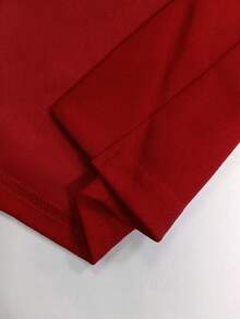 春季大码女装套装，开襟羊毛长袖外套搭配抽象波浪印花无袖连衣裙，春季正式职场两件套，优雅时尚 - 紅色38 - 查看 7