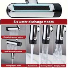 Kitchen Faucet Extender With 6 Spray Modes, Featuring A 720° Rotating Splash-Proof Water Mixer. Made From Durable Metal And Plastic, It Has An Adjustable Spray Head Suitable For Modern Sinks. This Versatile Sprayer Offers Various Water Flow - A - View 3