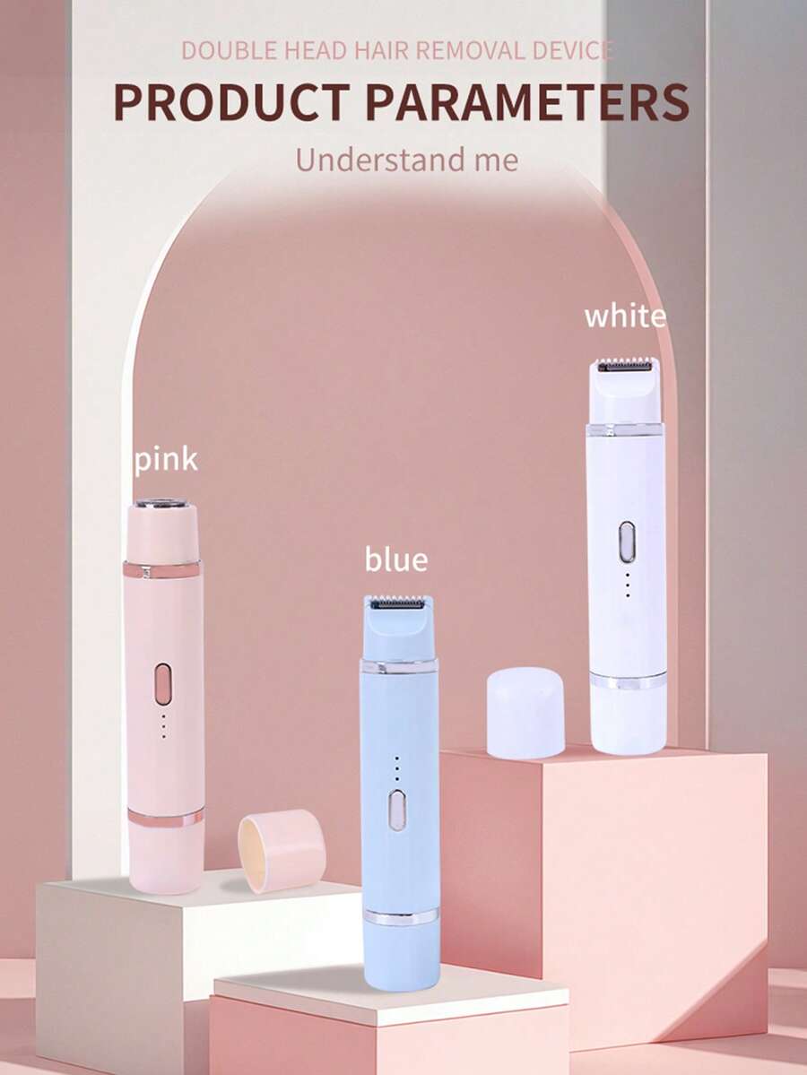 Ladies' Dual-Head Bikini Trimmer - Electric Shaver, Body Hair Remover, Suitable For Bikini Line, Armpits, Legs, Arms, Face. Long-Lasting Battery, USB Charging, Facial Hair Removal. Ergonomic Handle.