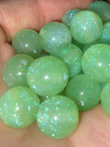 50颗8/12毫米浅绿色闪亮亮片 - 合成圆形珠子，带彩虹光泽，适用于珠宝制作、手链、项链 - 母亲节DIY工艺品，珠宝制作珠子 - 淺綠色 - 查看 4