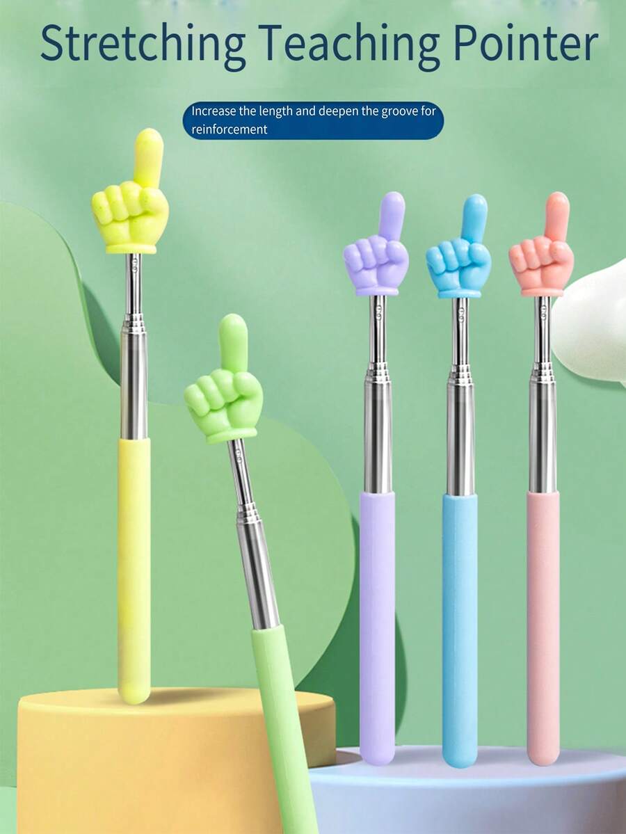 Retractable Finger Reading Pointer, Stainless Steel & Plastic Extendable Pointer For Children, Teachers, 1st Grade Reading
