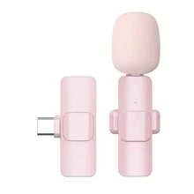 Micrófono de solapa inalámbrico profesional, compatible con teléfonos inteligentes y portátiles, micrófono de condensador omnidireccional inalámbrico para grabación, adecuado para entrevistas, podcasts de video, vlogs, grabación de video, micrófono de entrevista de video inalámbrico, podcasts, vlogs, sistema de micrófono de solapa inalámbrico con grabación de un solo clic, interfaz USB tipo C, patrón polar omnidireccional, adecuado para transmisión en vivo - Rosa - Ver 7