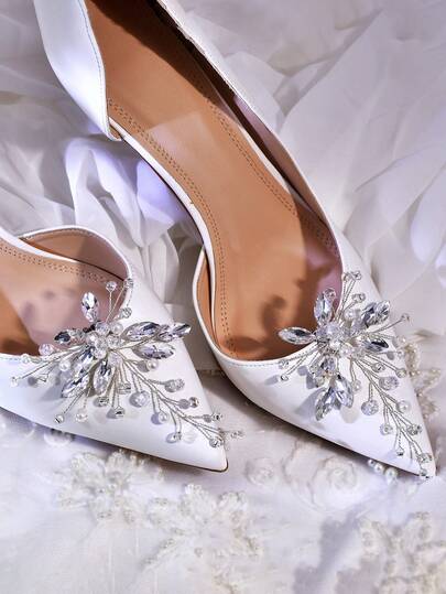 1 Pair Minimalist Delicate Rhinestone Hollow Shoe Clips, Removable Shoe Decoration Accessories For Women, DIY