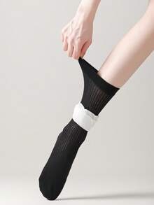 3 Pairs Women's Solid Color Mid-Calf Socks, Comfortable Versatile Breathable Moisture-Wicking - Multicolor - View 7