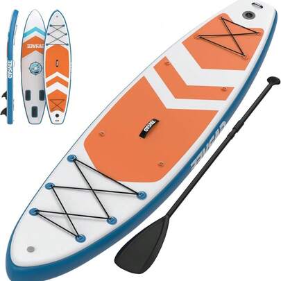 Aufblasbares Stand-Up-Paddle-Board für Erwachsene, 10,6 ft x 32 in / 11 ft x 34 in Extra breites aufblasbares Stand-Up-Paddle-Board mit hochwertigen Zubehörteilen, geeignet für Meer und Seen