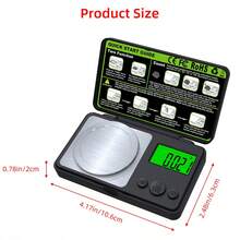 0.001g/100g 數位毫克秤，附顯示螢幕的便攜式迷你秤，ABS材質，高精度實驗室秤，適用於粉末、裝彈，附校準砝碼和鑷子，不含電池 - 彩色 - 查看 7