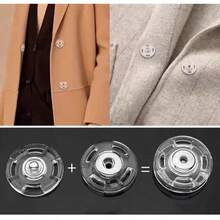 10pcs/20pcs Transparent Snap Buttons - Invisible Snap Fasteners, Suitable For Sweaters, Cardigans, Coats, Knitwear, Sewing Accessories With Elegant Round Rings, Easy To Sew For Secure Fastening - Transparent - View 3
