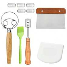 5pcs Stainless Steel Wood Handle Scraper Knives, Food Scraper, Flour Scraper Board, Baking Tools, Sausage Slicing Knife, Dough Cutter - View 9