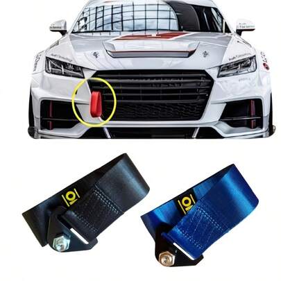 通用尼龙汽车拖车带，重型赛车拖车钩带，高强度前后保险杠拖车带，安装简便，运动装饰拖车绳，适用于大多数车辆，耐用汽车外饰配件