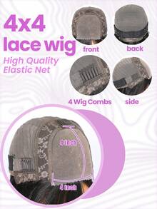 4x4 透明蕾丝闭合假发，无胶棕色水波纹假发，真人发预剪蕾丝前假发，180% 密度真人发，即戴即用，无胶假发 #4 日常及派对适用 - S4 - 查看 8