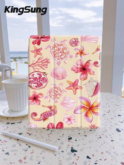 Kingsung 海洋元素马赛克图案平板电脑保护套，兼容9.7/10.2/10.5/10.9/12.9/Pro 11（第十代），兼容三星Galaxy Tab S6 Lite 10.4英寸，兼容Kindle Paperwhite（第十二代，2024款），Kindle（第十一代，2022款），Kobo Clara Color，柔软防摔保护，智能立放/自动唤醒/睡眠功能