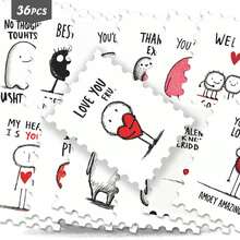 36pcs Cute Character Stickers Pack | Stylish Vinyl Decals With Whimsical Character & Funny Text Graphics | For Phone, Luggage & Decor | For Fans & Playful Vibe Enthusiasts Funny Stickers Kindle Scrapbook Supplies Laptop Sticker Scrapbooking - Rectangle - View 11