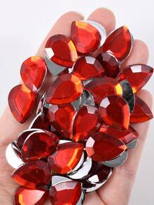 100pcs/Pack, 13*18mm Flat-Cut Teardrop Rhinestones, Large Size Plastic Rhinestones, Flat Bottom Resin Rhinestones, DIY Decorative Rhinestones - 13*18mm 100pcs - View 3