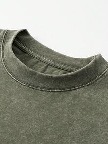 1PC Y2K Vintage Washed T-Shirt | Men's YLA Graphic Tee | Gym Graphic Tee | Gifts For Men Or Boyfriend | 100% Cotton | 230Gsm Thickened Fabric | Unisex - 綠色 - 查看 6