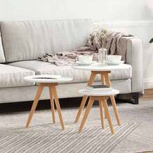 CROISSANCE Tavolino da salotto 3 pcs Marrone Legno di Noce Massello - Castano - Visualizzare 2