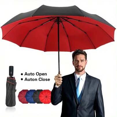 Ô dù lớn và chắc chắn 10 nan chống gió - Màu đen và đỏ, Tự động gấp và mở, Khung sắt, Thiết kế nhỏ gọn tiện dụng cho đi làm, công tác và hoạt động ngoài trời, Phụ kiện đi lại, Ô dù kiểu dáng đẹp, Cấu trúc chắc chắn, Ngoài trời, Vườn, Vật dụng cần thiết khi đi du lịch, Vật dụng cần thiết mang theo, Vật dụng cần thiết khi đi biển, Mùa tốt nghiệp, Lễ tốt nghiệp, Lễ trao bằng tốt nghiệp, Quà tốt nghiệp, Quà tặng tốt nghiệp, Chúc mừng tốt nghiệp, Chúc mừng người tốt nghiệp, Thủ khoa, Hoàn thành chương trình học, Tiệc tốt nghiệp, Vật dụng cần thiết ngoài trời, Vật dụng cần thiết khi đi du lịch, Vật dụng cần thiết khi đi bộ đường dài, Vật dụng cần thiết khi cắm trại, Dụng cụ cầm tay, Vật dụng cần thiết mùa hè, Vật dụng mùa hè di động