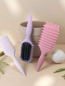 1pc Hair Brushes Curl Defining Brush – Nylon Styling Brush For Curly Hair, Shaping & Defining Summer Curls With Less Pulling, Ideal For Beach, Travel & Daily Use - Multicolor - View 5