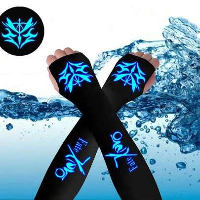 1 Pair Geometric Pattern Casual Polyester Summer Arm Sleeves, Sun Protection For Men