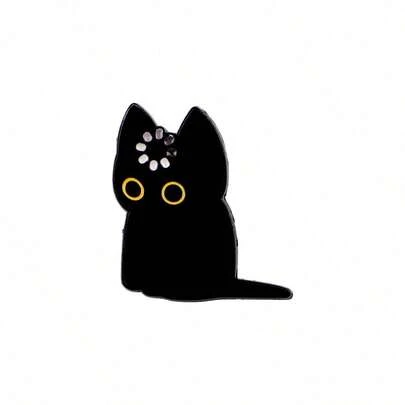 1pc Cute Black Enamel Lapel Pin | DMLSKY Brooch, Unusual Form, Silicone And Zinc Alloy, Ideal For Hats, Clothes, Backpacks, Decoration, Jewelry Additions, Gifts For Friends