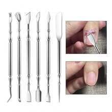 1 cái dụng cụ đẩy biểu bì và loại bỏ da chết hai đầu bằng thép không gỉ mới, dụng cụ chăm sóc móng, dụng cụ tẩy sơn móng tay, dụng cụ làm móng đa năng. - Bạc - Xem 1