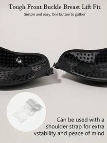 1pc Invisible Adhesive Neckline Bra, Self-Adhesive Bra With Neck Straps And Extension Hooks, Reusable, Suitable For Strapless Evening Gowns - Multicolor - View 4