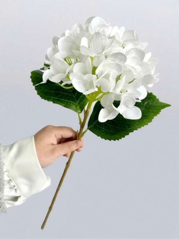 2pcs Artificial Silk Hydrangea Flower Stems, Suitable For Wedding Bouquets, Home Decor, Outdoor Decoration, Wedding Centerpieces (Cream White)