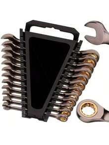 [1pc Flex-Head Wrench Set] 12pcs Metric Flex-Head Ratcheting Combination Wrench Set, 8mm To 19mm 72-Tooth Ratchet, High Quality Steel, Paired With Handheld Wrench Holder, Nice Gifts - Random Color - View 2