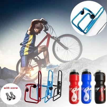 750ml Portable Mountain Bike Water Bottle And Cage Holder Cycling Set