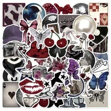 50张Pinterest女孩主题贴纸，美感十足，可用于日记本、手机壳、平板电脑、水瓶、办公桌、头盔、自行车、行李箱等，防水贴纸 - 彩色 - 查看 9