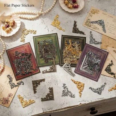 24 Peças Adesivos de Canto, Material de Papel Scrapbook, DIY Scrapbooking, Arte de Colagem, Papelaria, Planejador, Decoração, Junk Journal, Diário, Adesivos, Suprimentos de Scrapbook, Adesivos Engraçados, Kindle