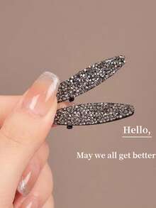 优雅闪亮水钻迷你发夹，时尚侧刘海夹，甜美百搭发卡 - 彩色 - 查看 5